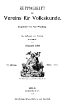 Zeitschrift des Vereins für Volkskunde, 20. Jahrgang, 1910, Heft 4.