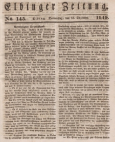 Elbinger Zeitung, No. 145 Donnerstag, 13. Dezember 1849