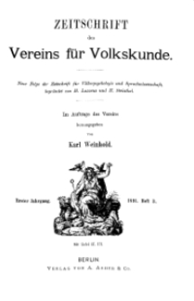 Zeitschrift des Vereins für Volkskunde, 1. Jahrgang, 1891, Heft 3.