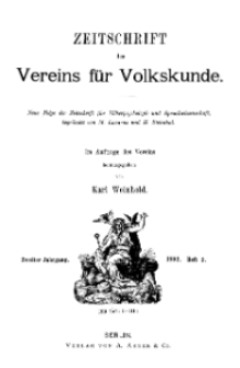 Zeitschrift des Vereins für Volkskunde, 2. Jahrgang, 1892, Heft 2.