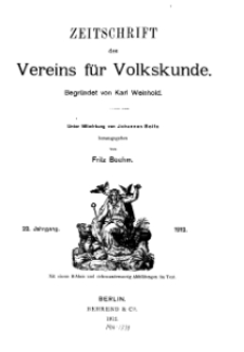 Zeitschrift des Vereins für Volkskunde, 22. Jahrgang, 1912, Heft 1.