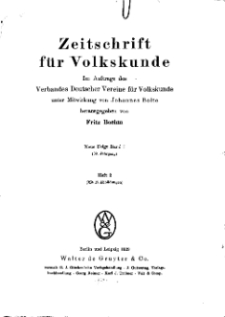 Zeitschrift des Vereins für Volkskunde, 39. Jahrgang, 1929, Heft 2.
