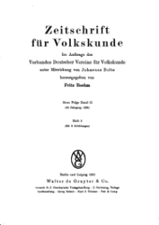 Zeitschrift des Vereins für Volkskunde, 40. Jahrgang, 1930, Band 2.