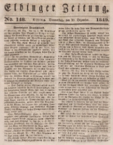 Elbinger Zeitung, No. 148 Donnerstag, 20. Dezember 1849