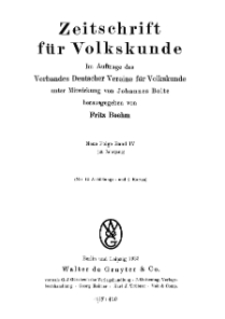 Zeitschrift des Vereins für Volkskunde, 42. Jahrgang, 1933, Band 4.