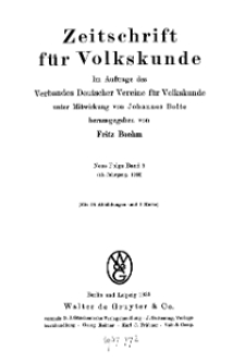 Zeitschrift des Vereins für Volkskunde, 43. Jahrgang, 1933, Band 5.