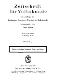 Zeitschrift des Vereins für Volkskunde, 46. Jahrgang, 1936/37, Band 8.