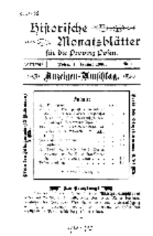 Historische Monatsblätter für die Provinz Posen, Jg. 1, 1900, Nr 1.