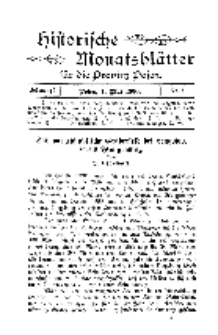 Historische Monatsblätter für die Provinz Posen, Jg. 1, 1900, Nr 5.