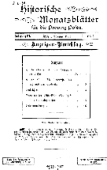 Historische Monatsblätter für die Provinz Posen, Jg. 3, 1902, Nr 1.