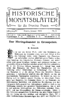 Historische Monatsblätter für die Provinz Posen, Jg. 4, 1903, Nr 1.
