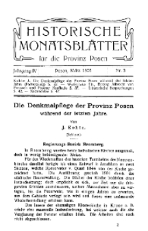 Historische Monatsblätter für die Provinz Posen, Jg. 4, 1903, Nr 3.