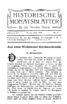 Historische Monatsblätter für die Provinz Posen, Jg. 4, 1903, Nr 5.