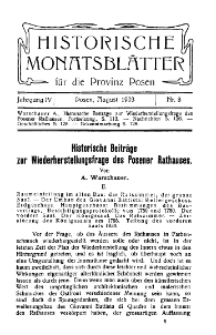 Historische Monatsblätter für die Provinz Posen, Jg. 4, 1903, Nr 8.