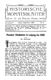 Historische Monatsblätter für die Provinz Posen, Jg. 4, 1903, Nr 9.