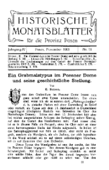 Historische Monatsblätter für die Provinz Posen, Jg. 4, 1903, Nr 11.