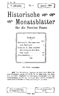 Historische Monatsblätter für die Provinz Posen, Jg. 5, 1904, Nr 1.