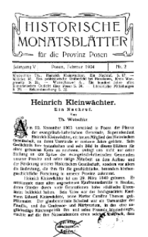 Historische Monatsblätter für die Provinz Posen, Jg. 5, 1904, Nr 2.
