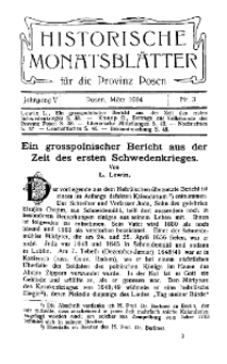 Historische Monatsblätter für die Provinz Posen, Jg. 5, 1904, Nr 3.