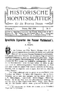 Historische Monatsblätter für die Provinz Posen, Jg. 5, 1904, Nr 5.