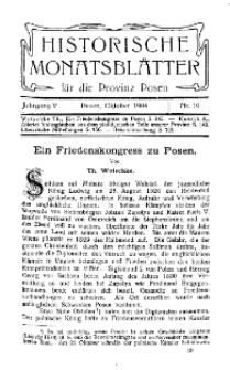 Historische Monatsblätter für die Provinz Posen, Jg. 5, 1904, Nr 10.
