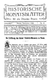 Historische Monatsblätter für die Provinz Posen, Jg. 5, 1904, Nr 11.