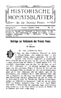 Historische Monatsblätter für die Provinz Posen, Jg. 6, 1905, Nr 10.
