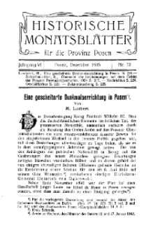 Historische Monatsblätter für die Provinz Posen, Jg. 6, 1905, Nr 12.