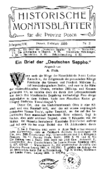 Historische Monatsblätter für die Provinz Posen, Jg. 7, 1906, Nr 2.
