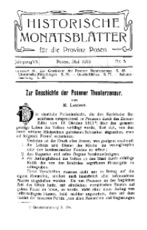 Historische Monatsblätter für die Provinz Posen, Jg. 7, 1906, Nr 5.