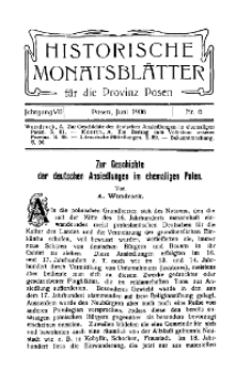 Historische Monatsblätter für die Provinz Posen, Jg. 7, 1906, Nr 6.