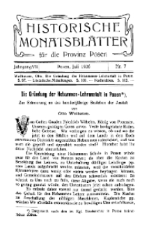 Historische Monatsblätter für die Provinz Posen, Jg. 7, 1906, Nr 7.