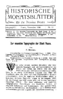 Historische Monatsblätter für die Provinz Posen, Jg. 7, 1906, Nr 11.