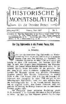 Historische Monatsblätter für die Provinz Posen, Jg. 8, 1907, Nr 5.