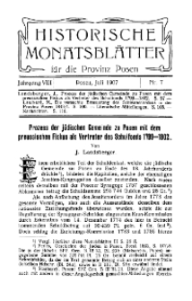 Historische Monatsblätter für die Provinz Posen, Jg. 8, 1907, Nr 7.