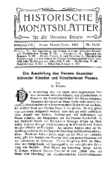 Historische Monatsblätter für die Provinz Posen, Jg. 8, 1907, Nr 11/12.
