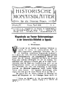 Historische Monatsblätter für die Provinz Posen, Jg. 9, 1908, Nr 4.