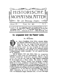 Historische Monatsblätter für die Provinz Posen, Jg. 9, 1908, Nr 5.
