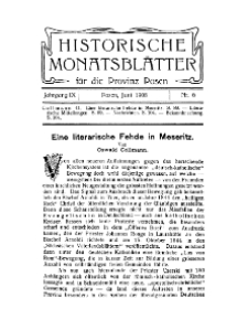 Historische Monatsblätter für die Provinz Posen, Jg. 9, 1908, Nr 6.