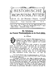 Historische Monatsblätter für die Provinz Posen, Jg. 9, 1908, Nr 9.