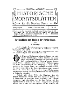 Historische Monatsblätter für die Provinz Posen, Jg. 9, 1908, Nr 10.