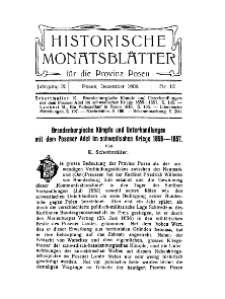 Historische Monatsblätter für die Provinz Posen, Jg. 9, 1908, Nr 12.