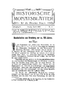 Historische Monatsblätter für die Provinz Posen, Jg. 10, 1909, Nr 4.