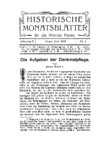 Historische Monatsblätter für die Provinz Posen, Jg. 10, 1909, Nr 6.