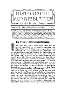 Historische Monatsblätter für die Provinz Posen, Jg. 10, 1909, Nr 8/9.