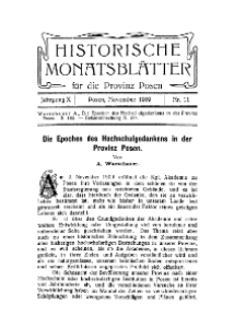 Historische Monatsblätter für die Provinz Posen, Jg. 10, 1909, Nr 11.