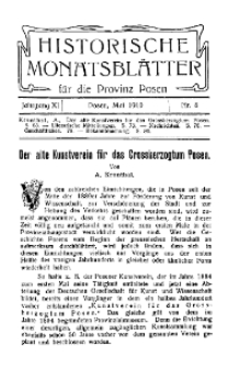 Historische Monatsblätter für die Provinz Posen, Jg. 11, 1910, Nr 5.