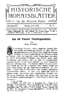 Historische Monatsblätter für die Provinz Posen, Jg. 11, 1910, Nr 6.