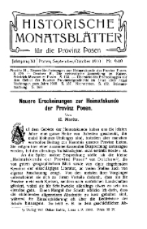 Historische Monatsblätter für die Provinz Posen, Jg. 11, 1910, Nr 9/10.