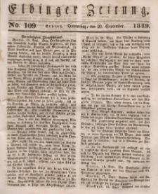 Elbinger Zeitung, No. 109 Donnerstag, 20. September 1849
